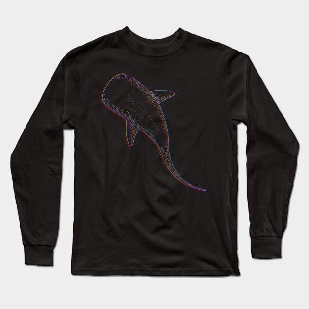 Glitchy Whale Shark Long Sleeve T-Shirt by Marina Rehder